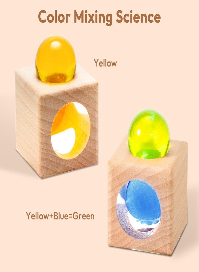 Woodtoe Wooden Building Blocks Set for Toddlers, Montessori Stacking Toys for 3 4 5 6 Year Old, Rainbow Acrylic Ball Blocks with Wooden Blocks, Educational Sensory Birthday Gifts for Kid Age 3-5 - Image 5